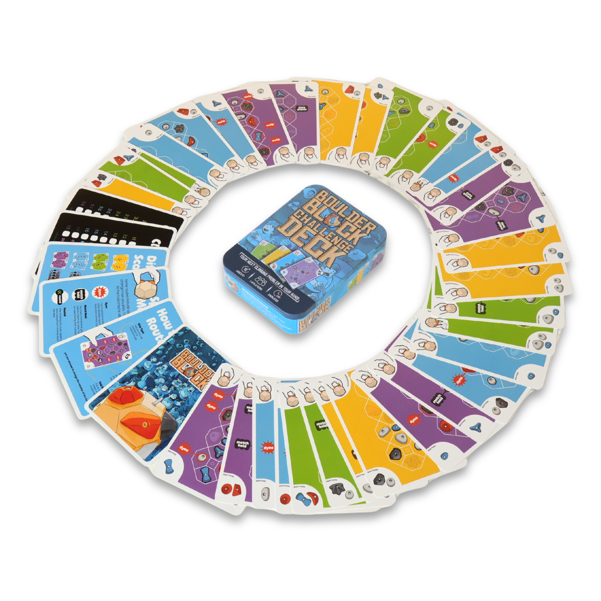 Das Boulder Block Challenge Deck — 32 Routen über 4 Schwierigkeitsstufen